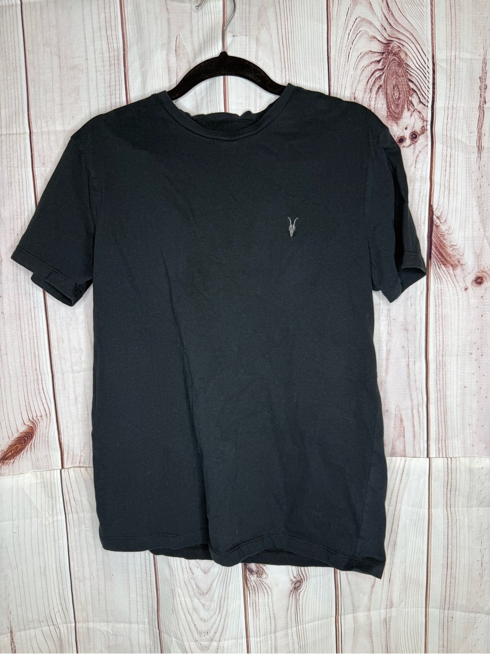 All Saints Black Crew Neck T-Shirt with Logo-